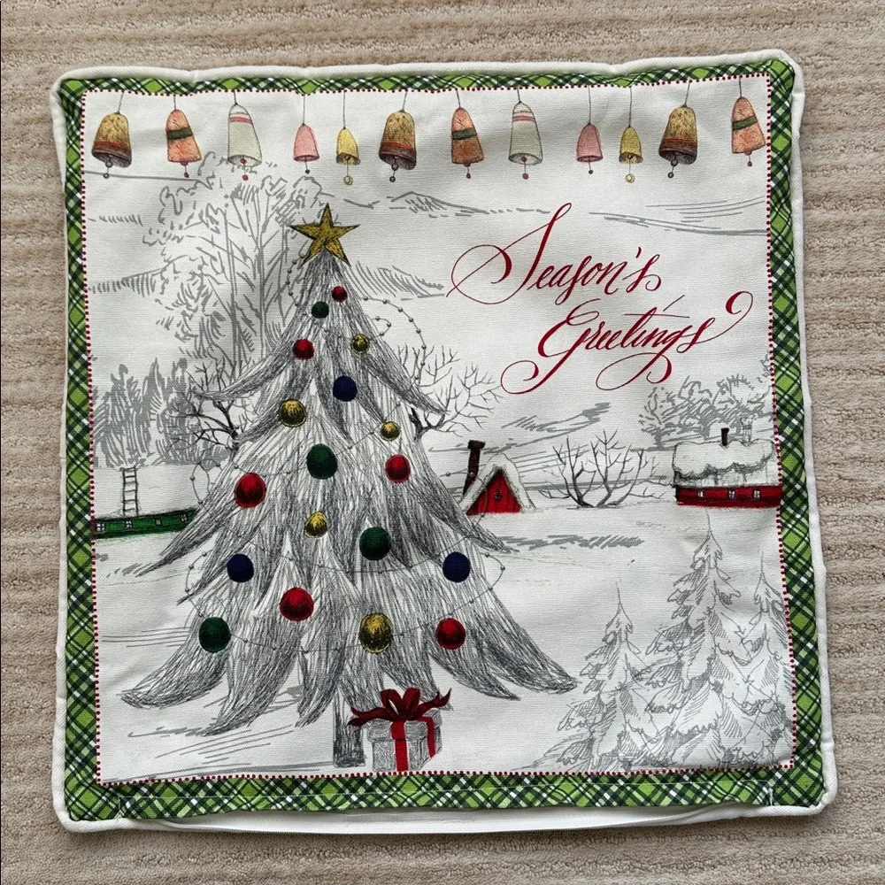 Like New Michel Design Works Throw Pillow Season Greetings Holiday Insert Inclu